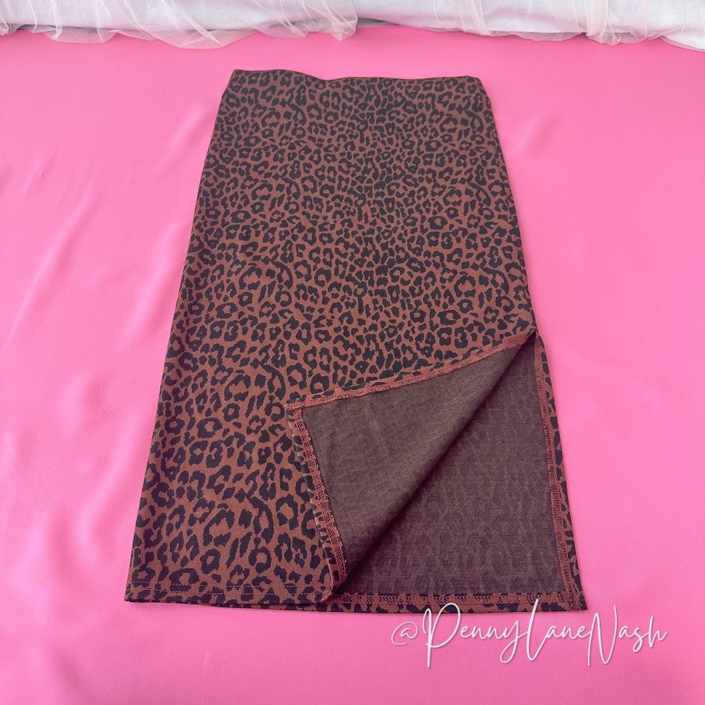 NWT Loft Leopard Print Side Slit Midi Skirt Size XXS - Picture 4 of 11